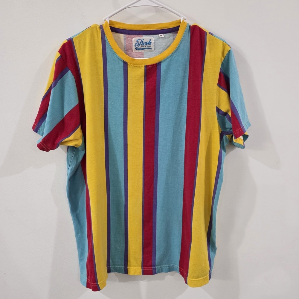 Vintage Fresh Prints Of Belair Retro Mens T Shirt Size Medium 90S Striped